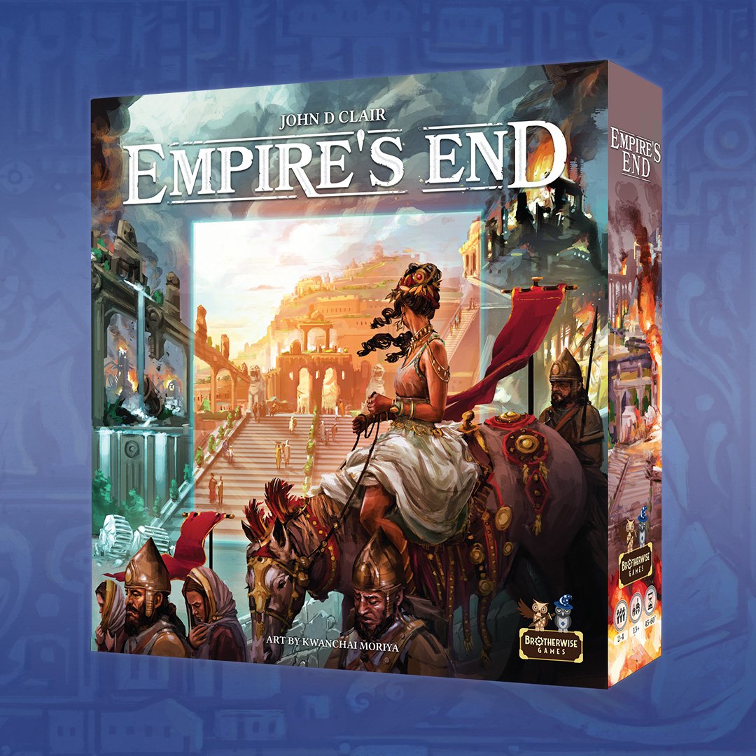 Empire's End box on a blue background