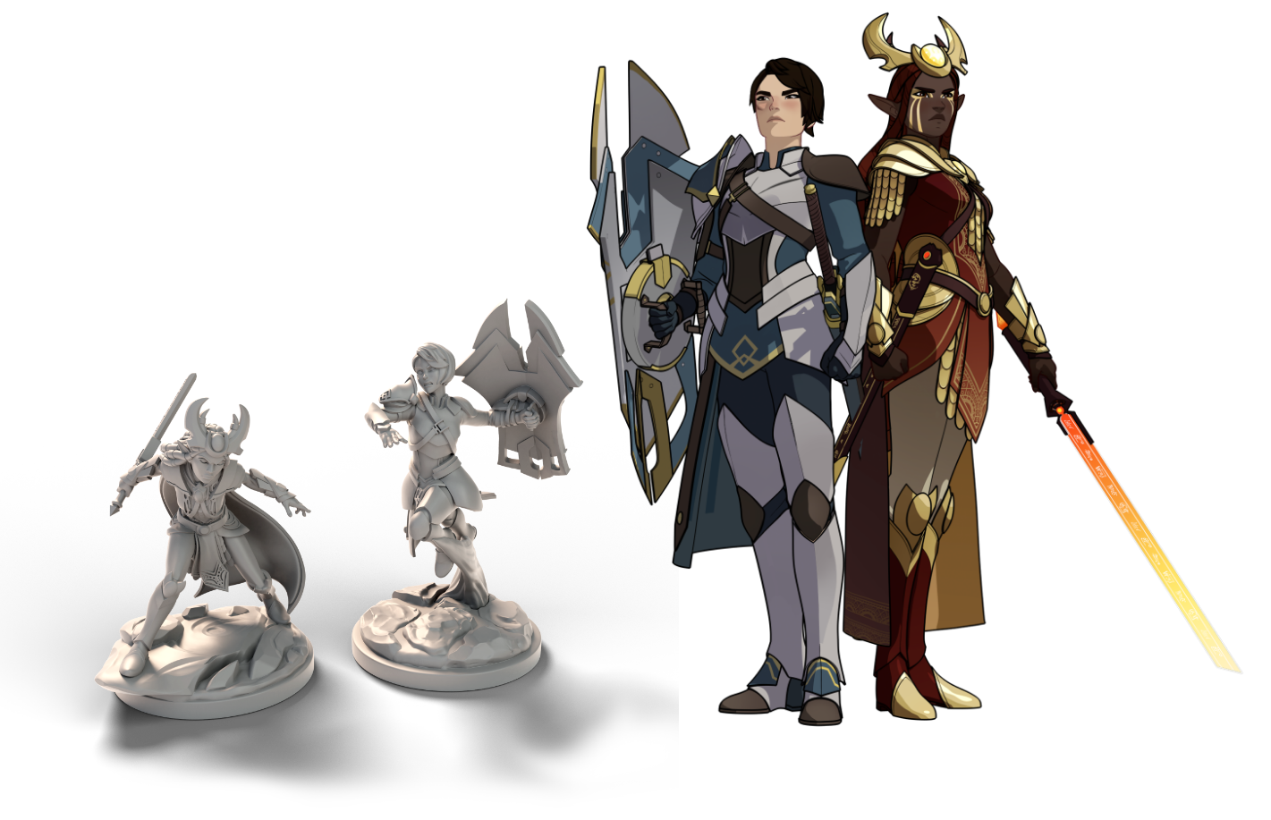 Amaya and Janai Artwork and miniatures